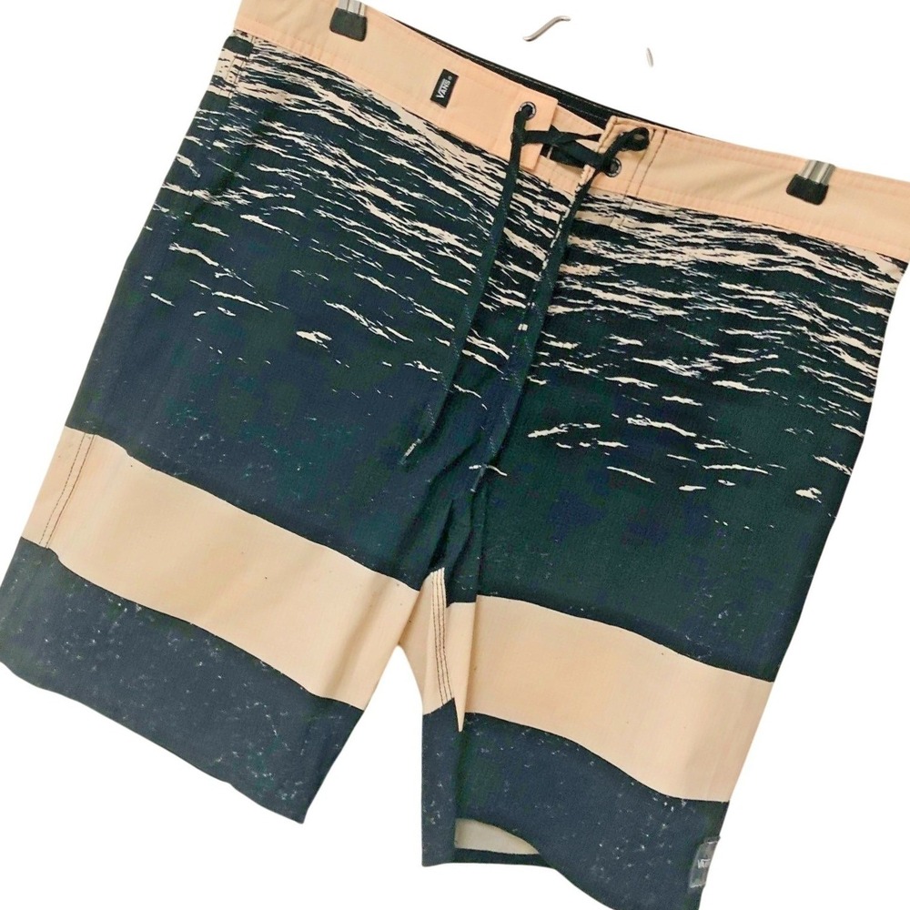 Vans Mens Board Shorts‎ Swim Trunks Tag 31 33 x 8.5 Black Nude Beachy Coastal